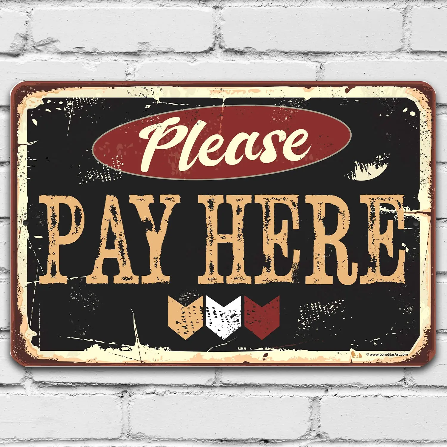 Please Pay Here Metal Sign - Classic Bar and Restaurant Cashier Counter Display, Business Sign Store Policy Signage, 8x12 Use