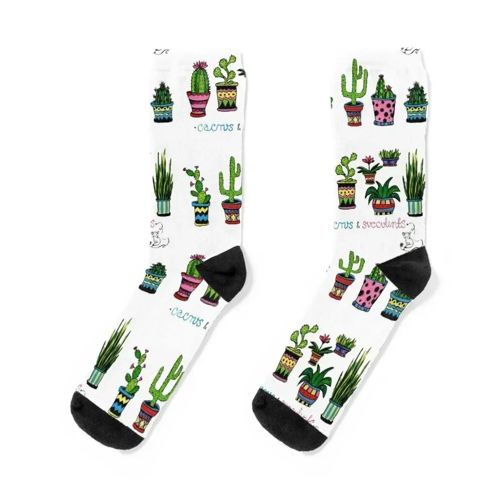 Pack of cactuses & succulents Socks crazy Stockings man professional running hockey Women's Socks Men's