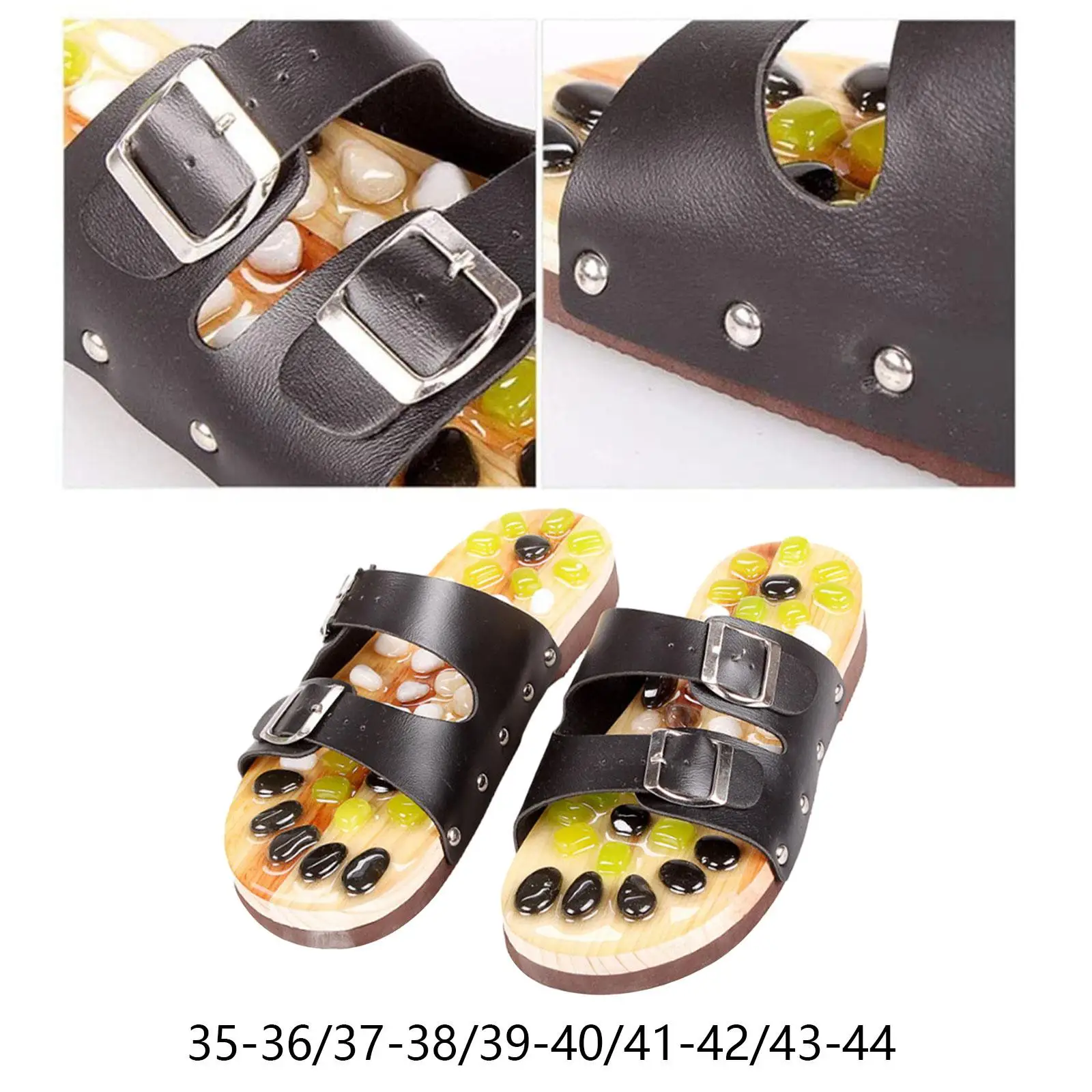 รองเท้าแตะนวดกดจุดในร่มกลางแจ้งด้วยหินธรรมชาติสําหรับผู้ใหญ่ผู้สูงอายุสบายไม่ลื่นของขวัญรองเท้าแตะปรับได้