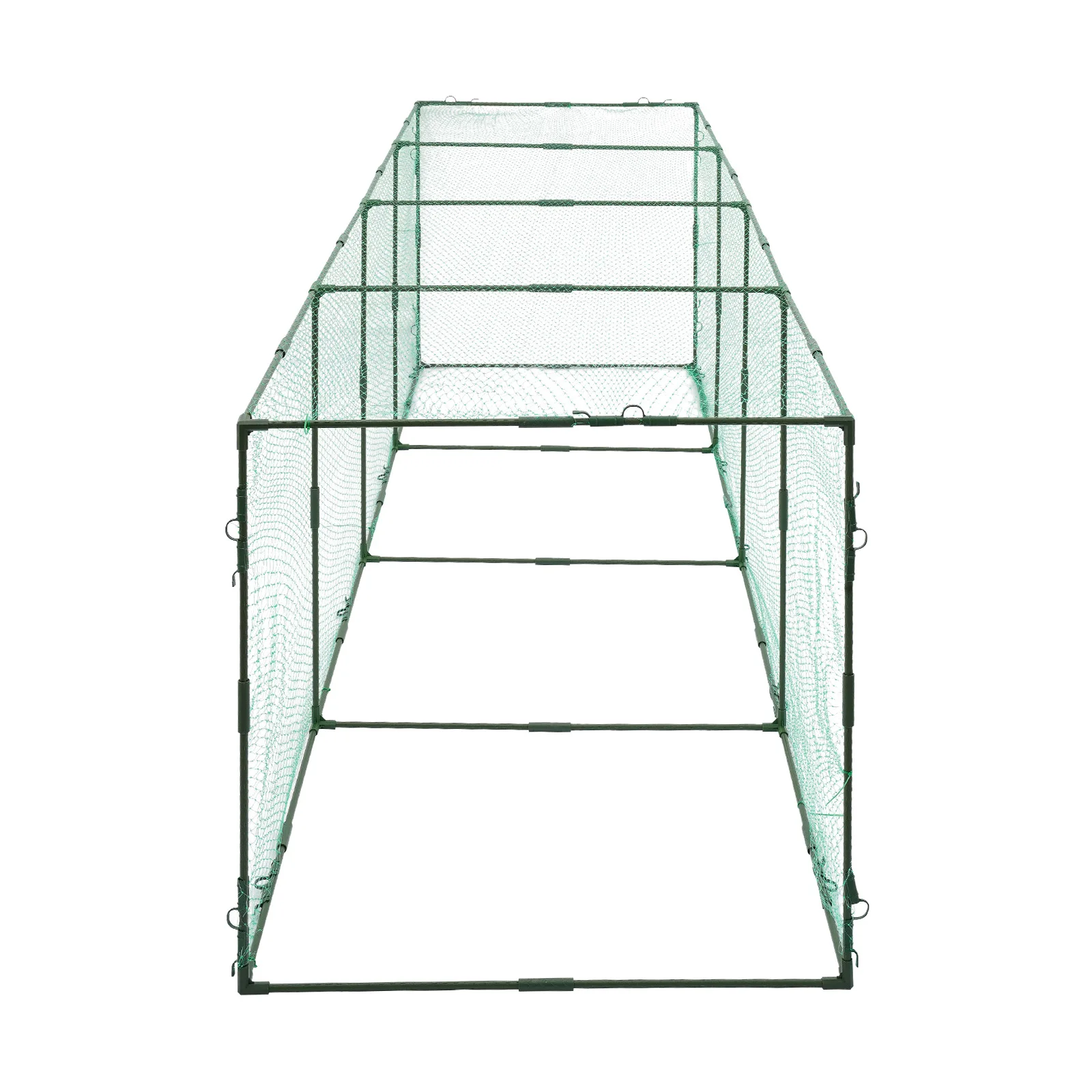 Chicken Tunnel Anti-Predator 320×80×80cm 4 Section Nylon Net Poultry Play Run Plastic Coated Steel Frame Outdoor Chicken Rabbit Duck Exercise Tunnel