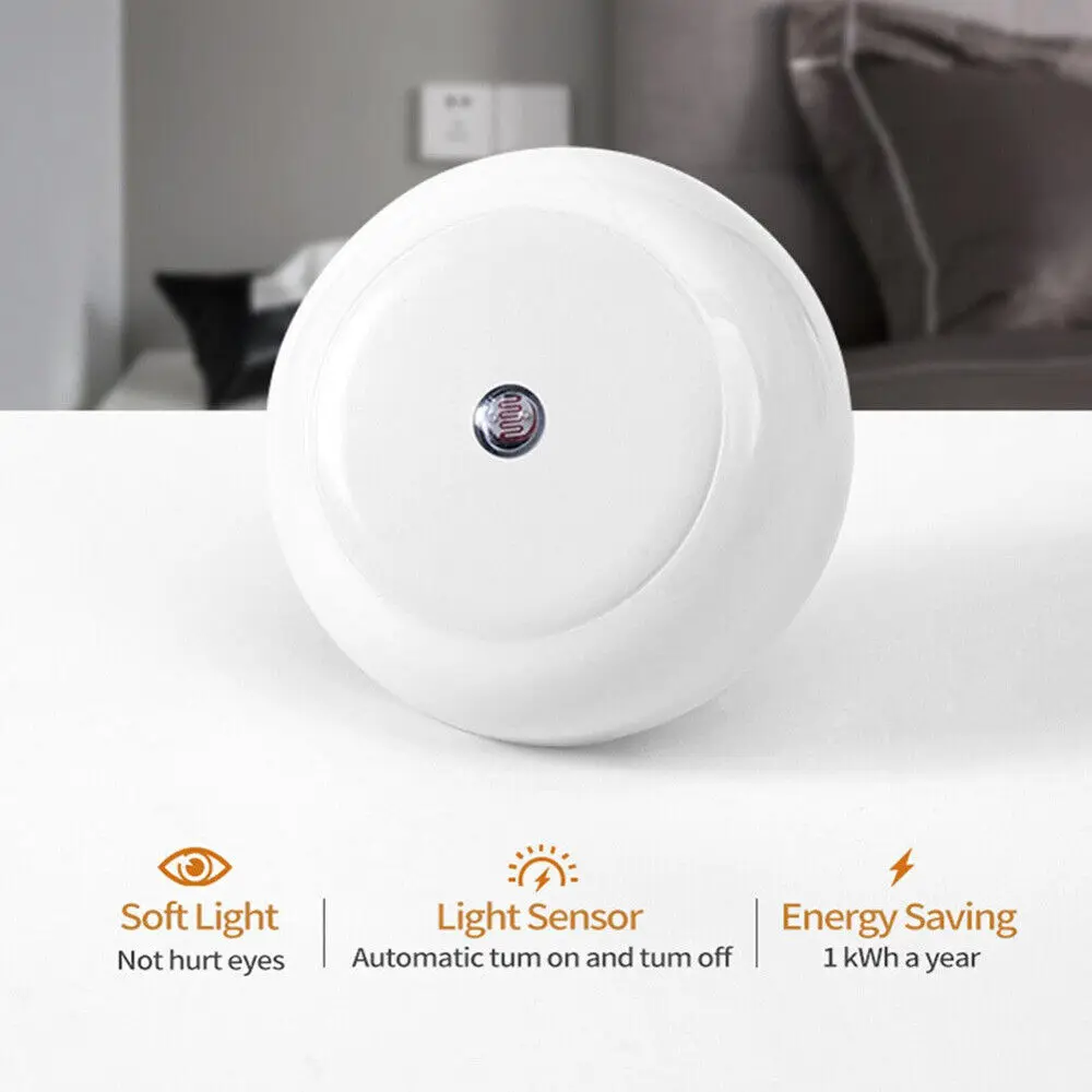 Mini luz LED de noche enchufable para pared, lámpara de cabecera con Sensor automático para dormitorio, habitación de niños, pasillo, escaleras, luz nocturna