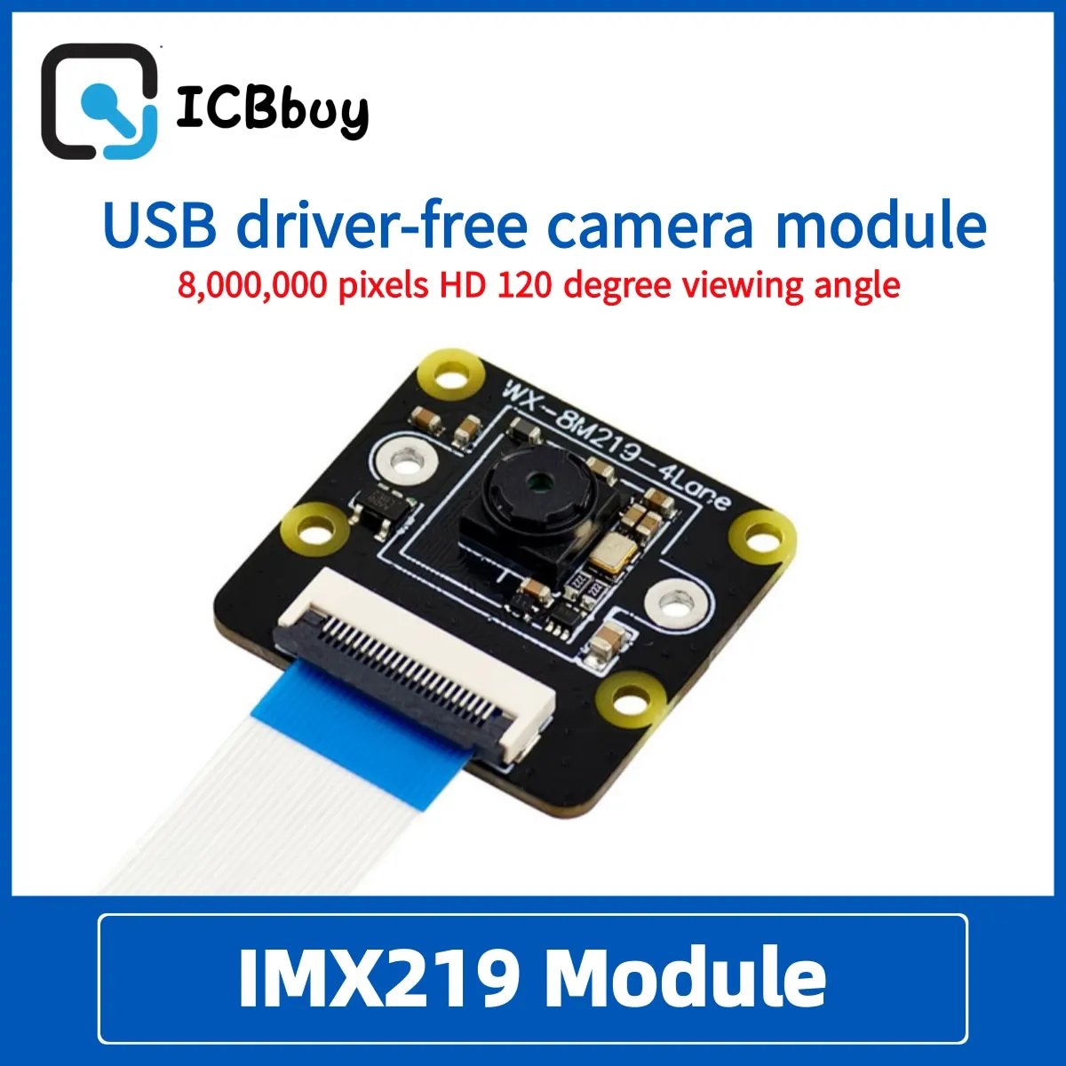 Raspberry Pi Pi5 Camera IMX219 Module 8 Million Pixels 120-Degree Wide Angle without Distortion