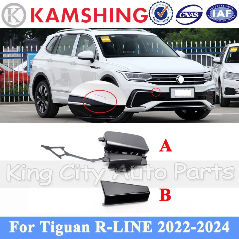Kamshing For Volkswagen VW Tiguan R-Line R Line 2022-2024 Front Bumper Tow Hook Cover Trailer Cover Lid Towing Cap Shell Unpaint