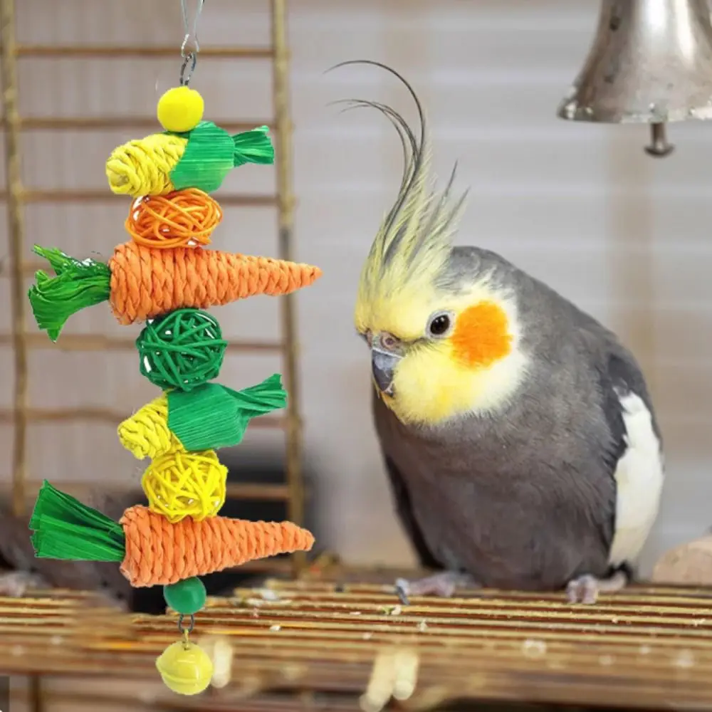 

1PC Small pet chewing toy hamster rabbit hand woven carrot corn vine ball toy birdcage hanging accessories