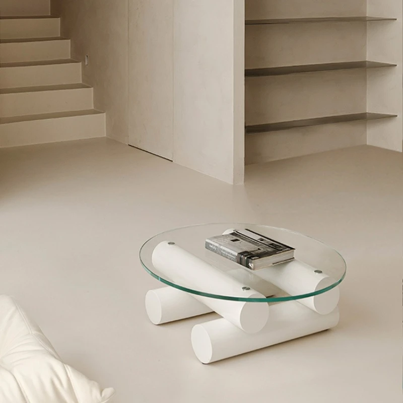 

Bonfire coffee table creative glass round coffee table Nordic simple home