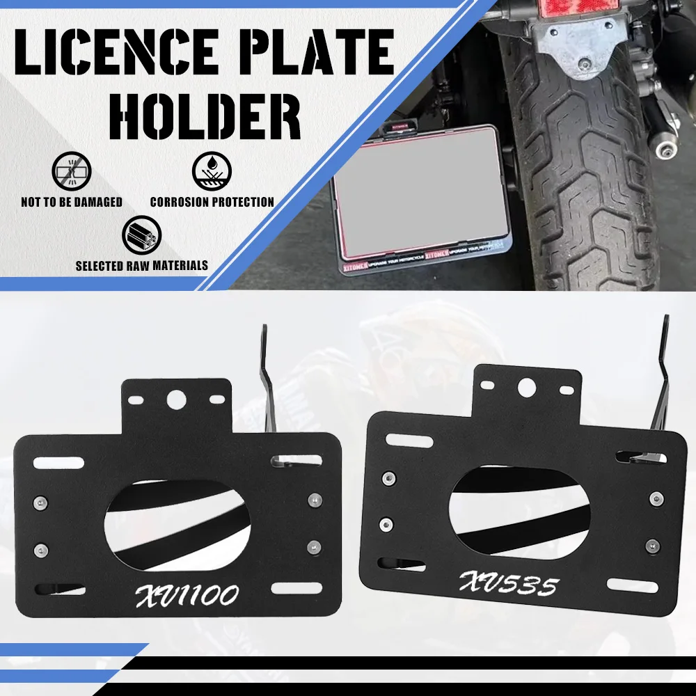 Motorcycle Side Mount LED License Plate Light For Yamaha XV1100 Virago XV535 535 Registration Number Holder Bracket Rear Lamp