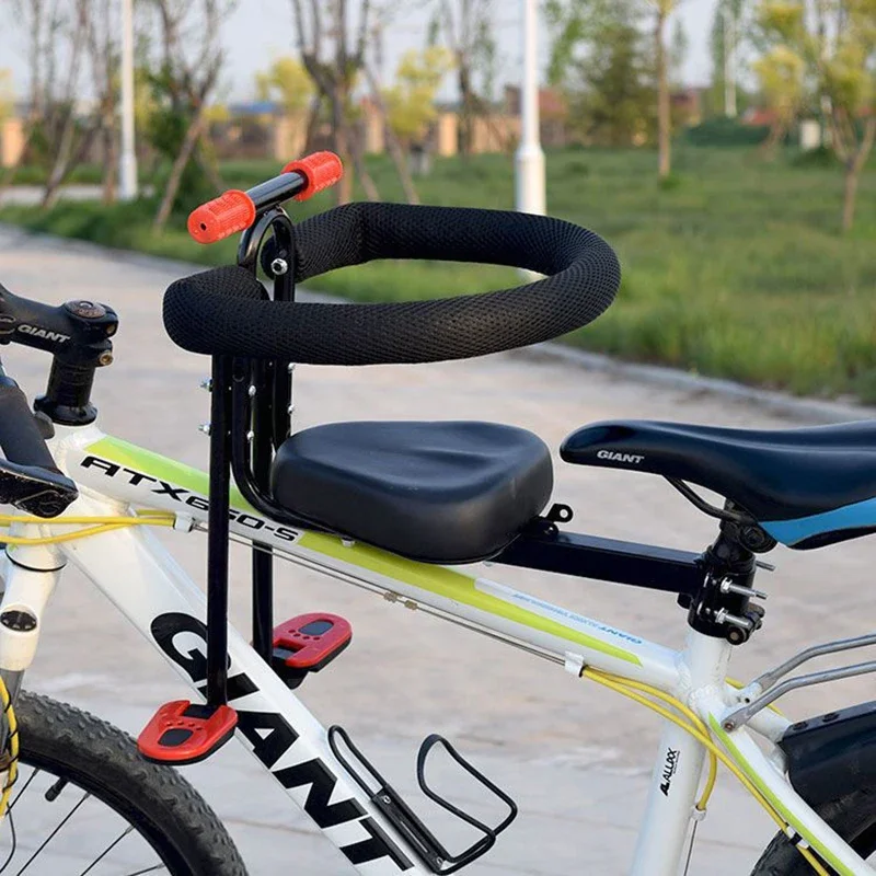 Universal Front Mounted Child mtb Bike Seat Safety Child Bicycle Seat Baby Seat Kids Saddle with Foot Pedals Rest for Road Bike