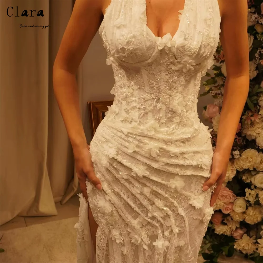 클라라 맞춤형 플로럴 레이스 피쉬테일 사이드 슬릿 이브닝 드레스 여성 우아한 드레스 여성용 롱 파티 드레스 럭셔리 2025 드레스