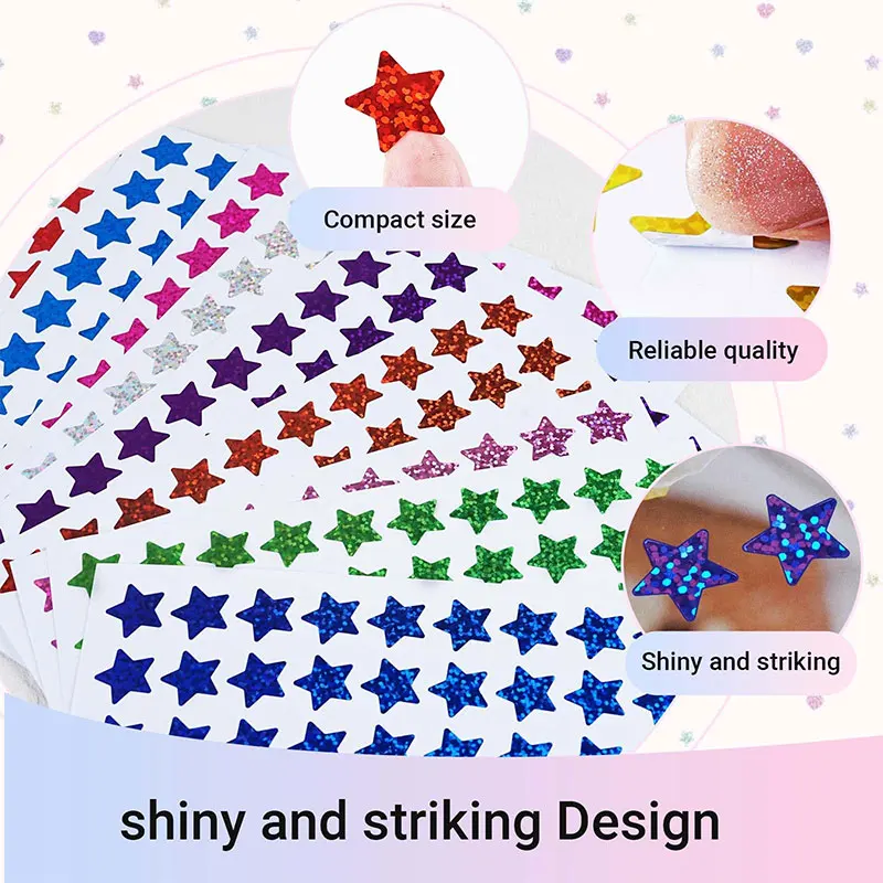 420Pcs Star Stickers Sparkly Holographic Glitter Sticker Kids Rewards For Calendar Students Classroom Office Supplies DIY - view 3