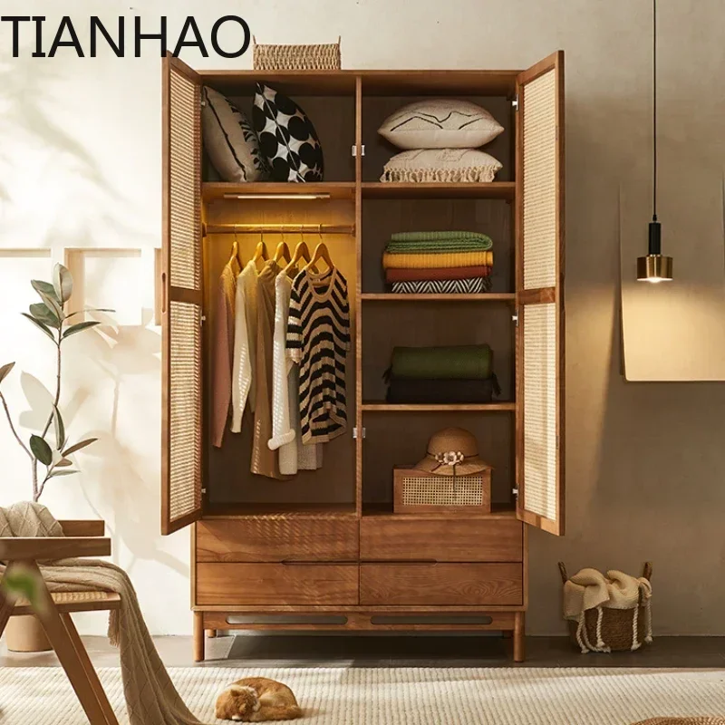 Double Comfortable Bedroom Cabinet Clothes Wardrobe Closet Mop Single Armable Dresser Assembly Home Clearance Furniture Room