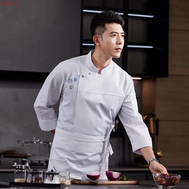 Catering hotel restaurante cozinha uniforme de trabalho manga longa bolo loja padeiro padaria garçom chef uniforme para homem