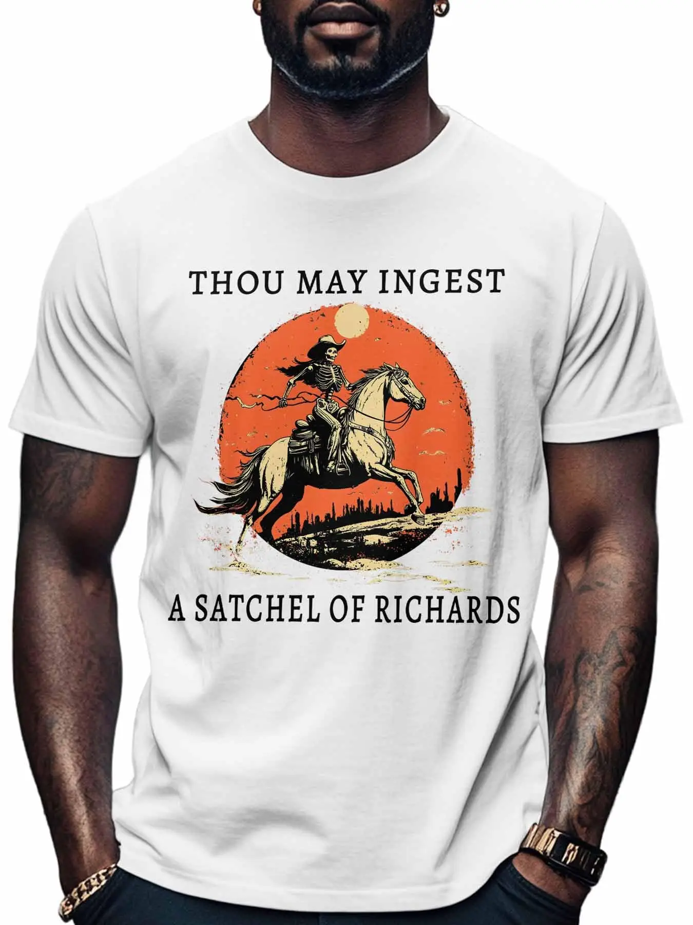 Cotton Camisetas Para Hombre Con Texto En Inglés قد يمكنك تناول حقيبة ريتشاردز ويسترن نايت صنز للجنسين