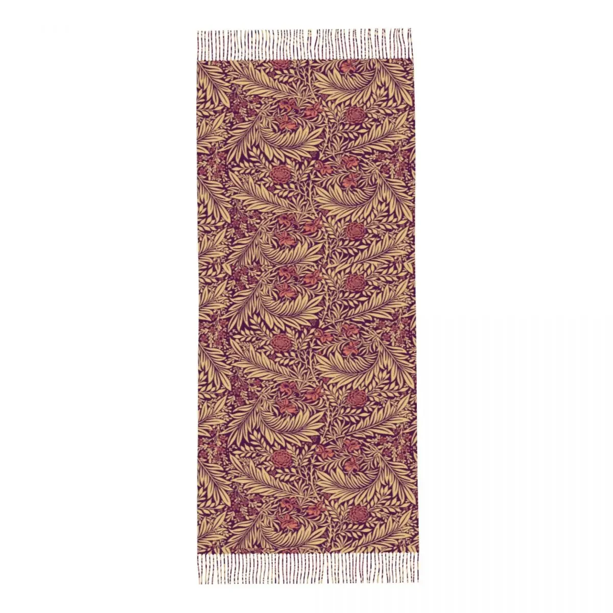 William Morris Antique Scarf for Women Warm Winter Pashmina Shawls and Wrap Red Large Scarves with Tassel Ladies