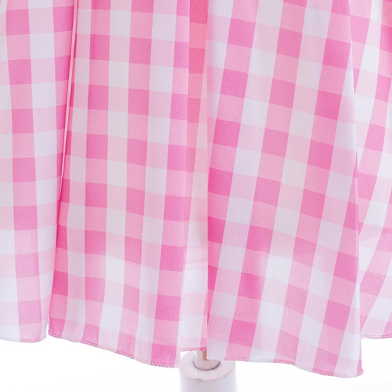 Real Barbie Plaid Dress Barbie Dress Sweet Children Princess Dress Cosplay Costume Girl Pink Suspender Dress Cosplay Costumes