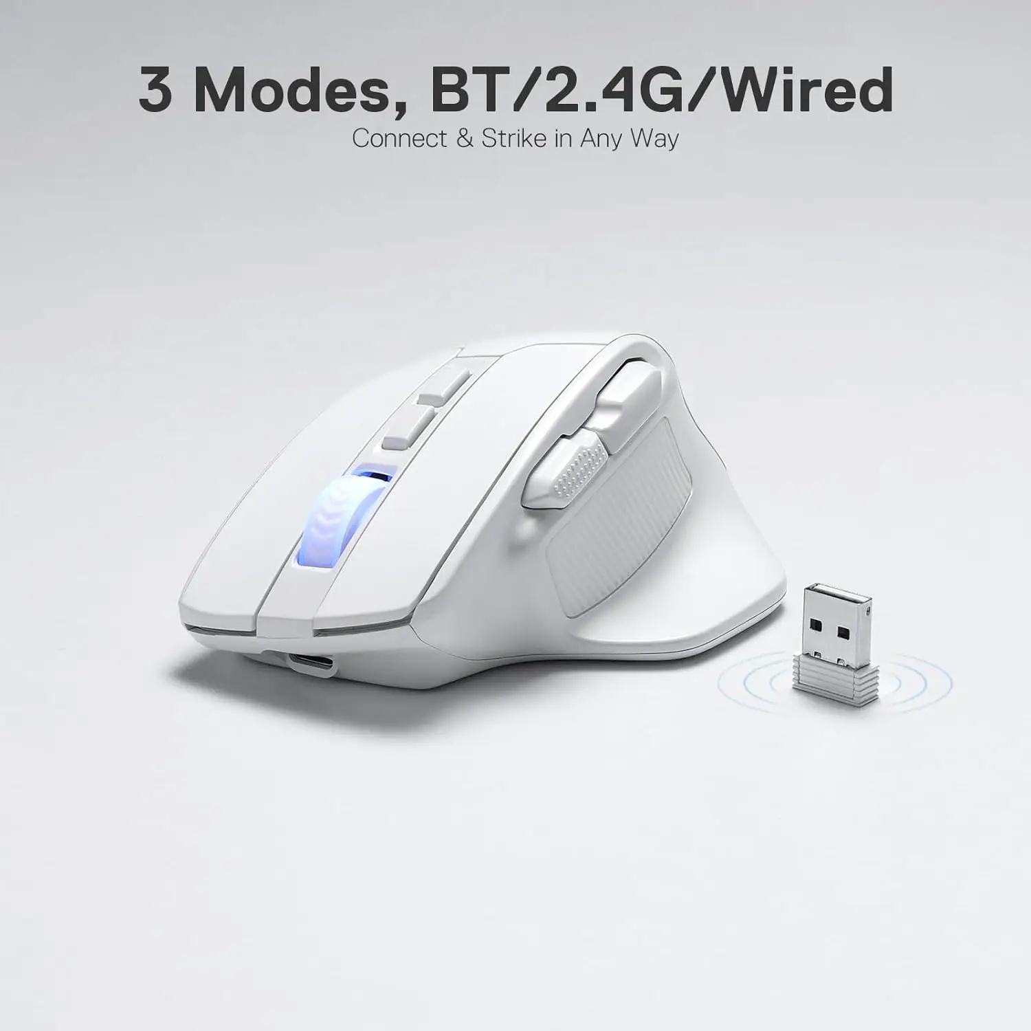 Redragon M806 Wireless Gaming Mouse, 7 Programmable Buttons Wired RGB Gamer Mouse w/ 3-Mode Connection, BT & 2.4G Wireless