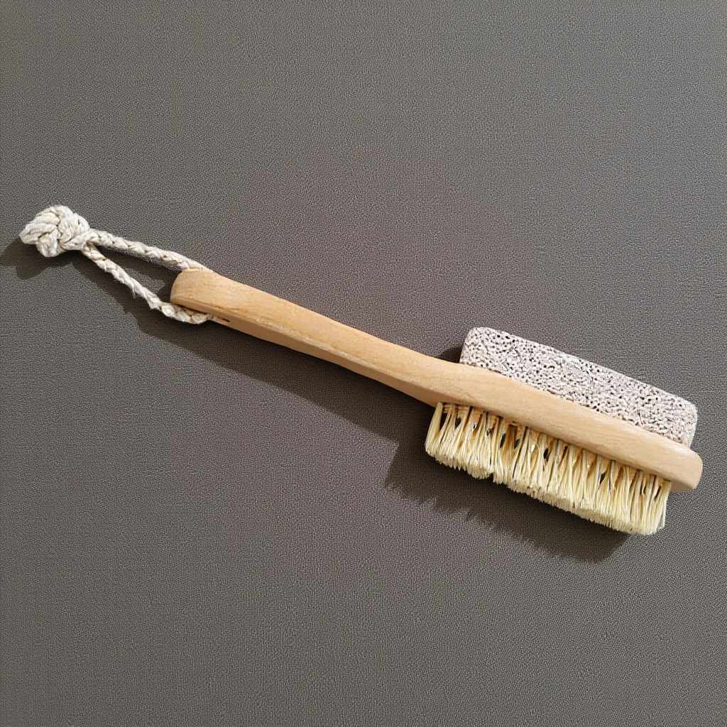 

Bristle Foot Brush Pumice Stone Combo Callus Remover Wooden Handle Pedicure Exfoliator Smooth Skin Feet Scrubber Spa