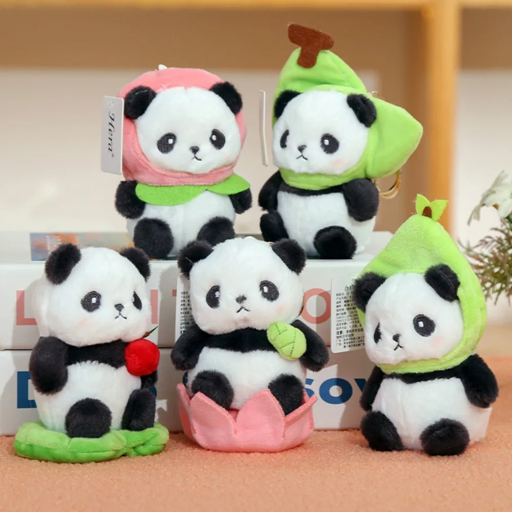 Gift Multi Style Plush Panda 11cm Stuffed Animals Car Key Ring Accessories Soft Keychain Car Couple