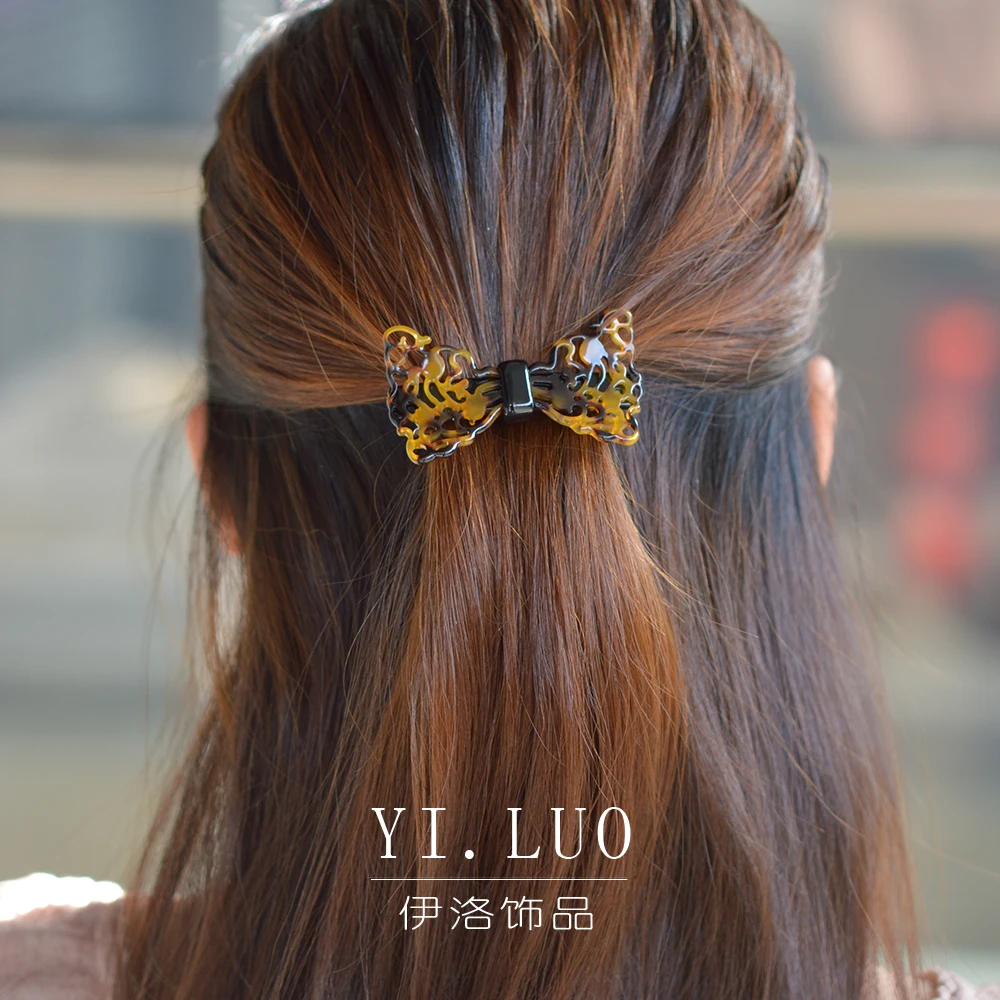 Women Headwear Small Size Acetate Cute Hair Clip Fashion Hair Barrettte Hollow Bow Hair Accessories For Women