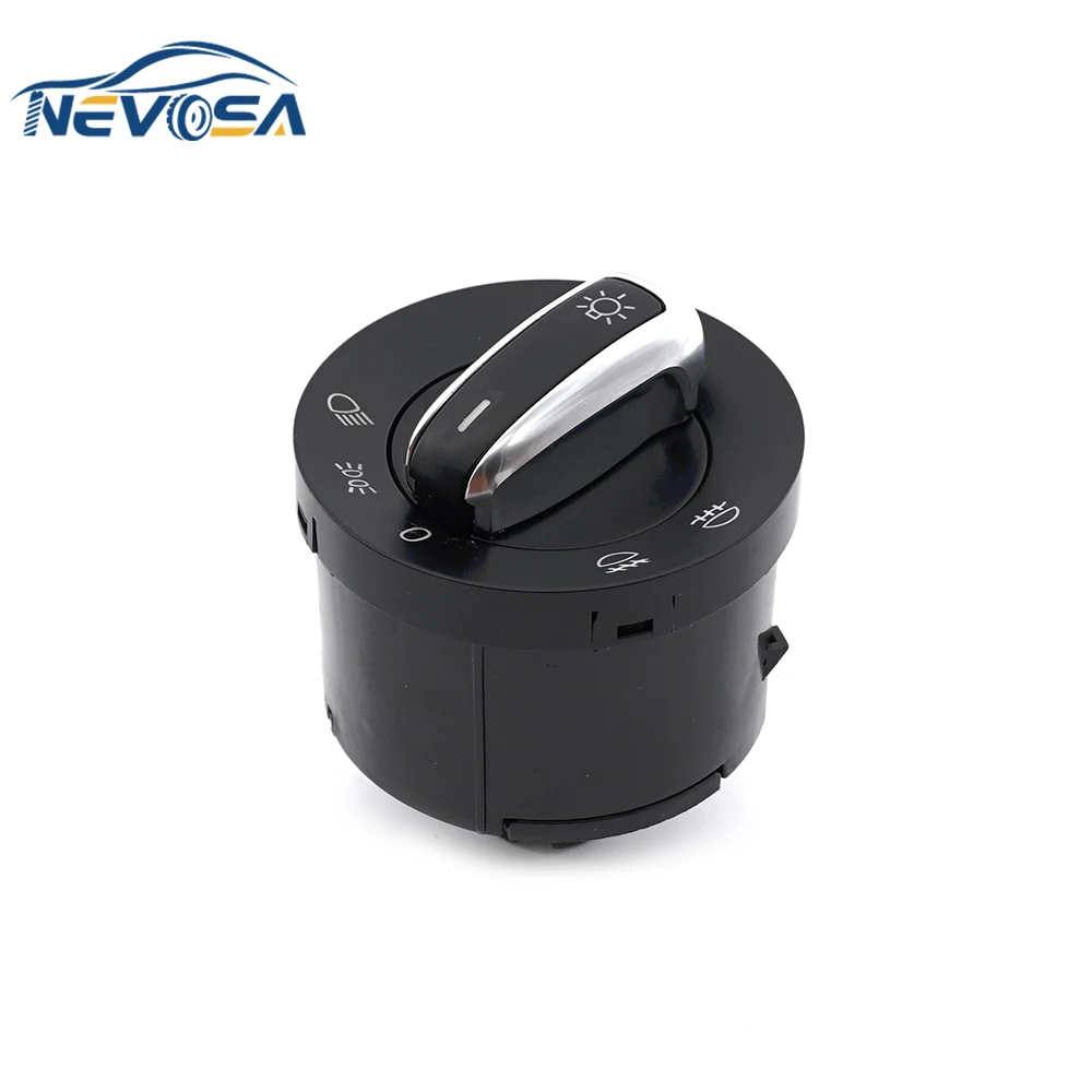 5ND941431A Chrome Car Headlight Switch Fog Lamp Light For VW Golf 5 6 Passat B6 Amarok ALHAMBRA Control Key Button Knob 10Pins