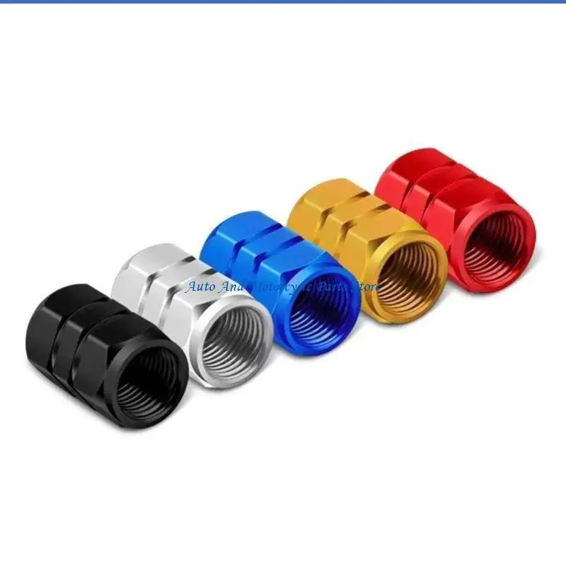 

P9FD 4pcs Aluminum Tire Valves Caps Hexagon Wheel Air Covers Dustproof & Leak Proof Simple Installs for Car SUVs & Motorcycles