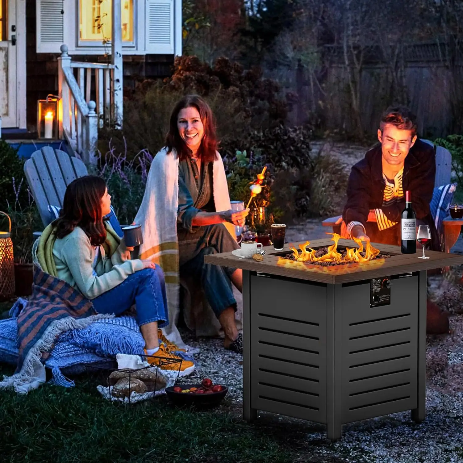 Tavolo da 28 ''propano Fire Pit-50,000 Btu focolare a Gas per esterni per Patio, ponte e giardino, fuoco multiuso certificato Csa