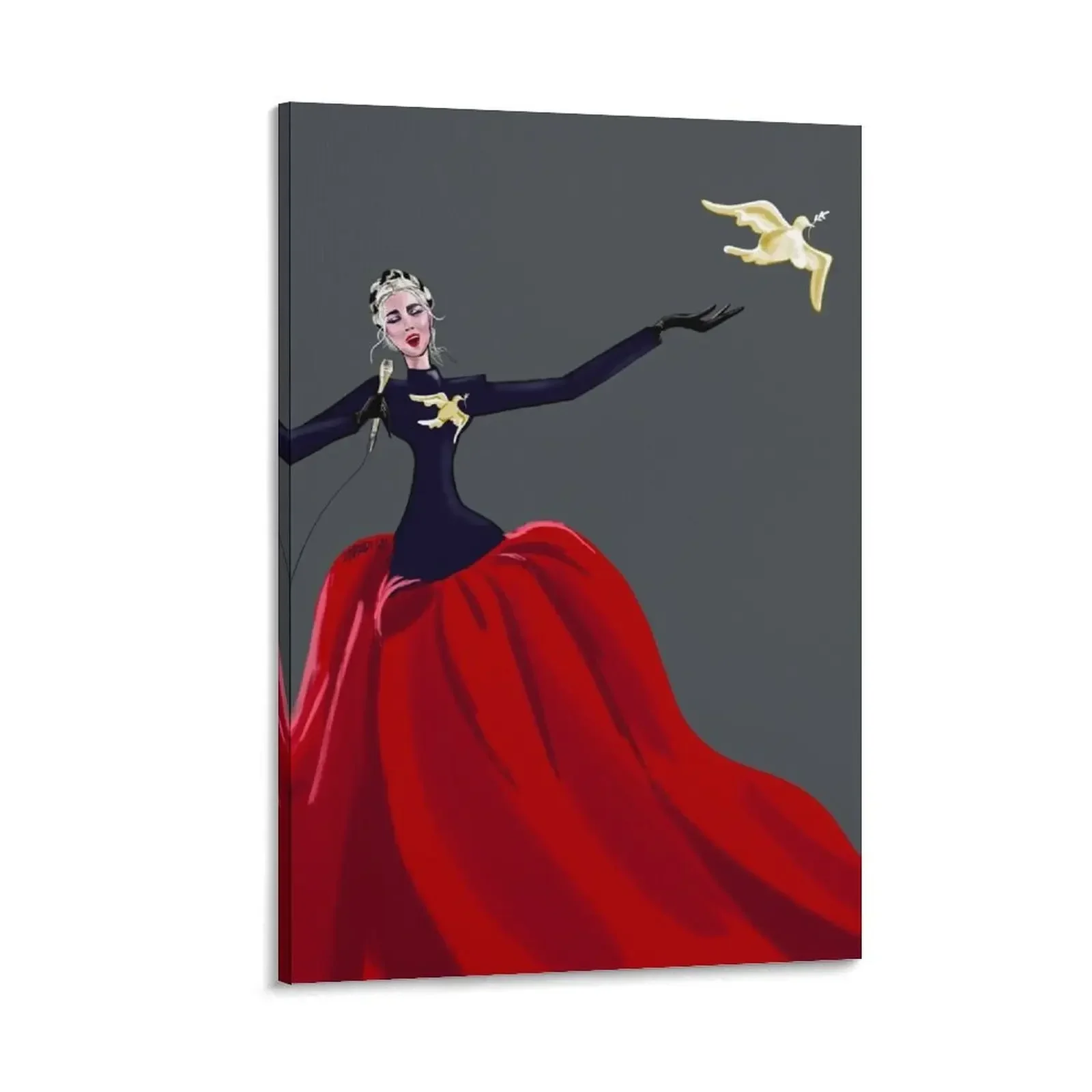 

Golden dove of peace brooch anthem singer Canvas Painting decorations for the room vintage home decor Decorative picture