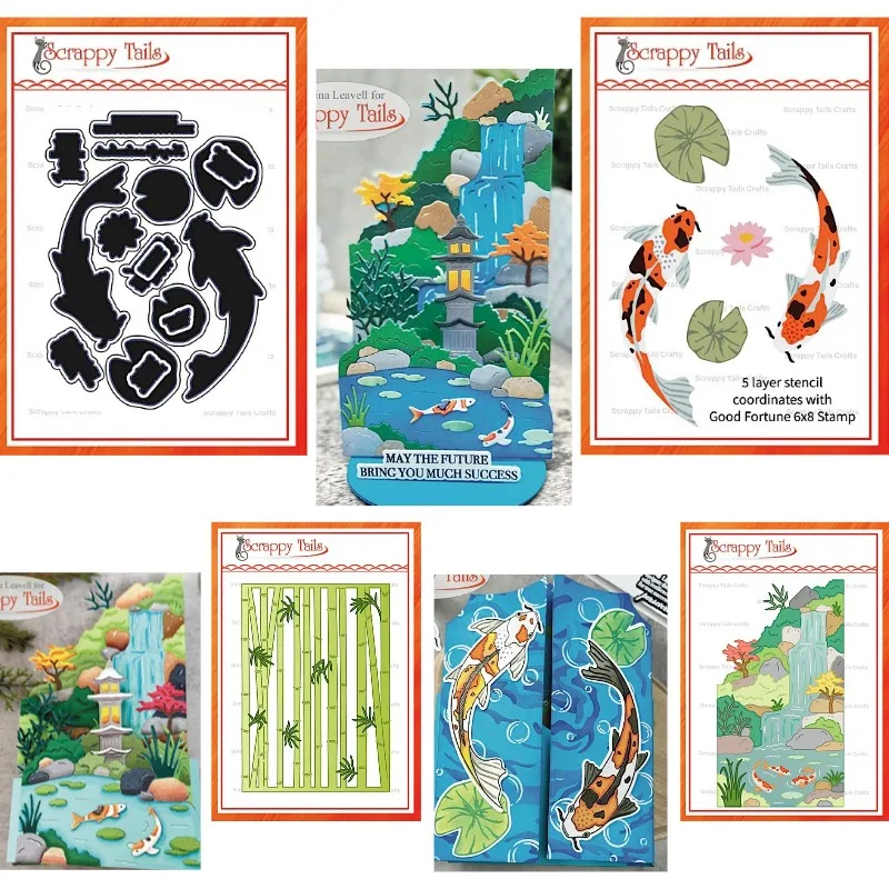 Ragonflies Bamboo Pond Koi Fish Metal Cutting Dies New Arrival 2026 DIY Mold Scrap Booking Paper Making Die Cuts Craft Template