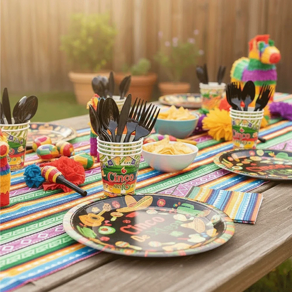 Cinco De Mayo Party Supplies Mexican Fiesta Party Decor Tableware Plate Napkin Banner Cake Topper For Carnival Birthday Party view 6