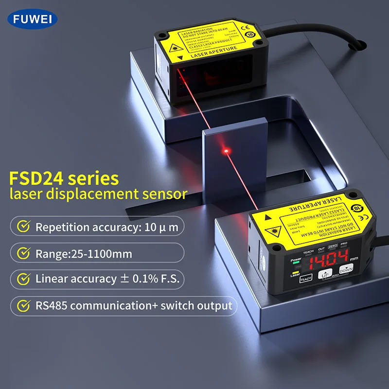 FSD24 Square Shape Series High-Precision Analogue Height Thickness Laser Displacement Sensors Measuring Sensor Switch Micro Lase