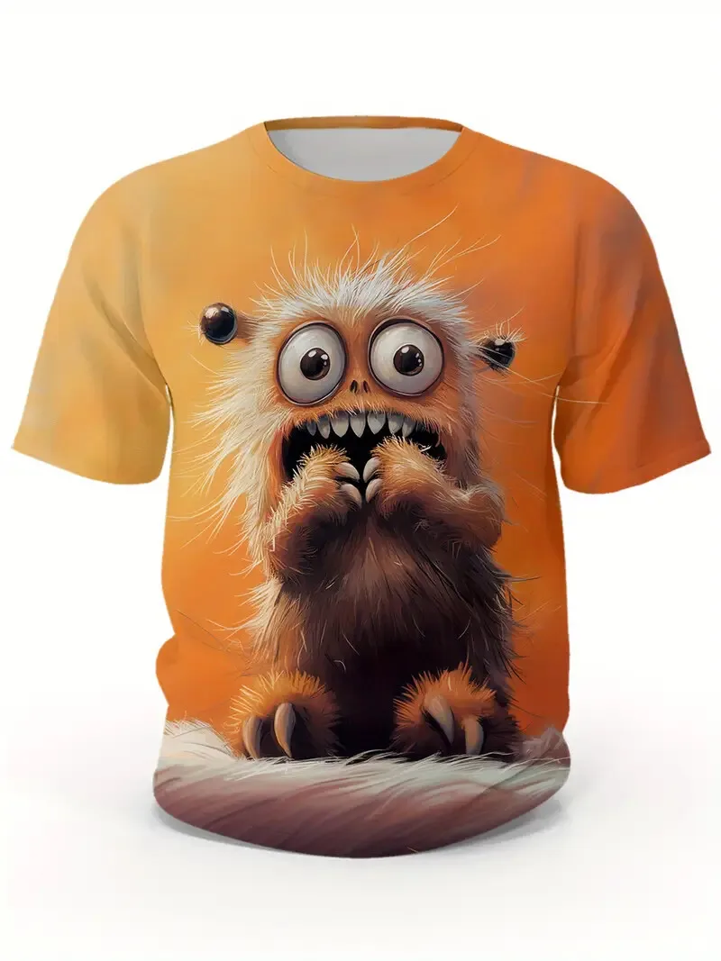 

Men's T-shirt Funny Animal Graphic Print Casual Round Neck Short Sleeve Tops Street Fashion T Shirts Male Oversized Clothing