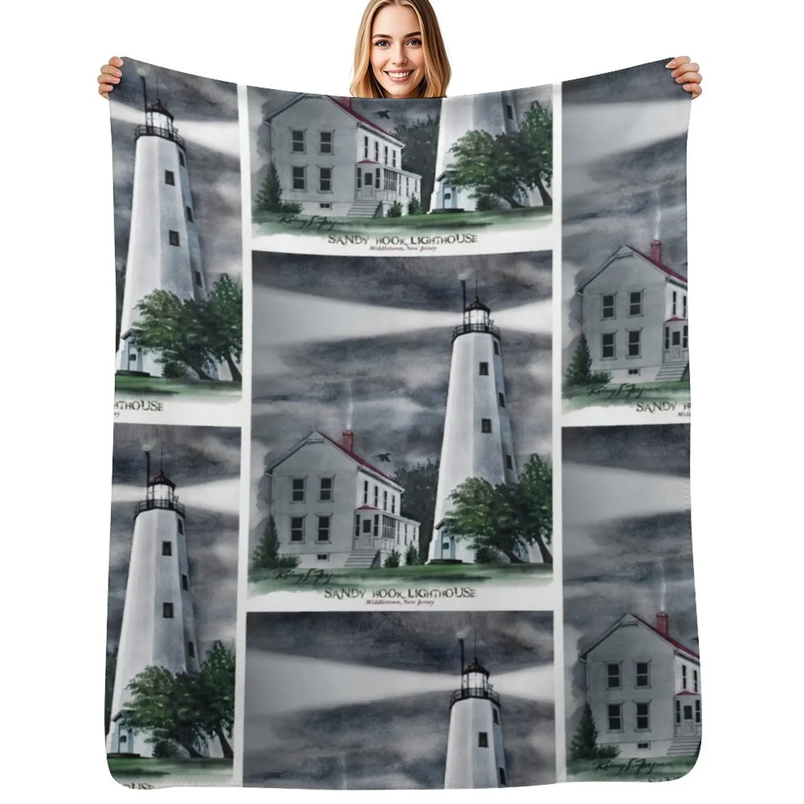 

Sandy Hook Lighthouse Throw Blanket Kid'S valentine gift ideas Designers Decorative Beds Blankets