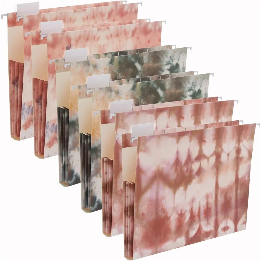 

Letter Size 6 Pack Extra Capacity Hanging File Folders with Pocket Accordion Decorative File Folder Cute Colored Expandable Fol