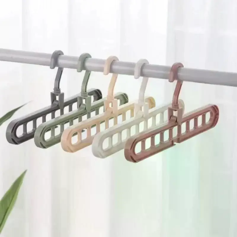 9-Hole Foldable Clothes Hangers 3Pcs Portable Plastic Space Saving Organizer for Business Trip Clothing Storage