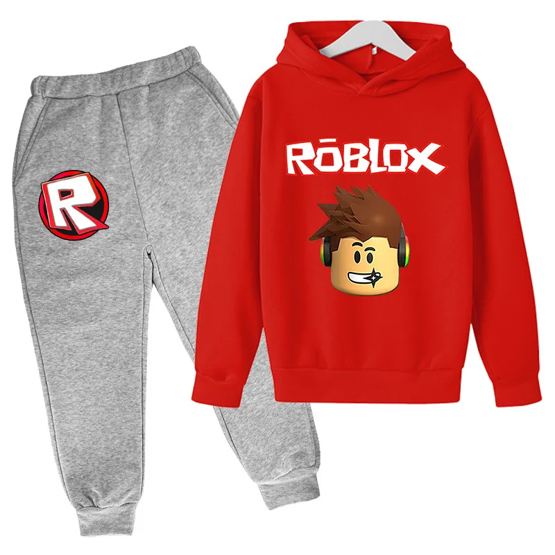 شعبية Roblox هوديس الملابس أنيمي ربيع الخريف صبي فتاة هوديس مجموعة طفل Harajuku سترة أنيقة على الموضة القمم + بدل رجالي