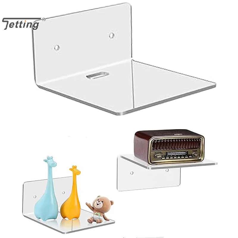 1Pc Acrylic Floating Shelf Wall Shelves Small Clear Shelf Display Ledges Hanging Shelf For Smart Speaker Action