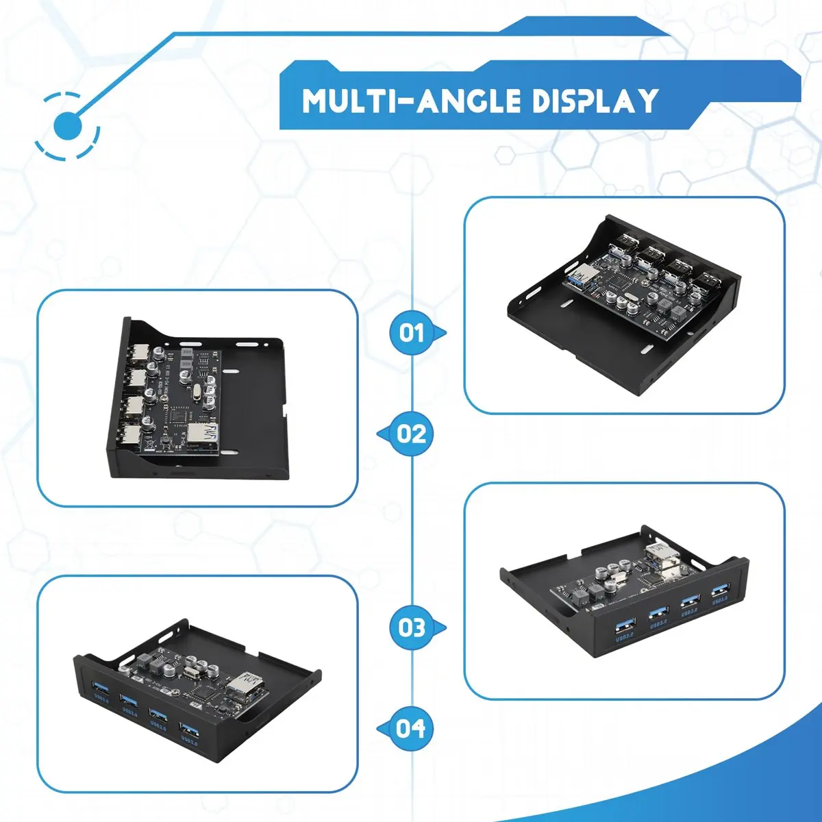 A43M PCI-E to USB 3.0 PC Front Panel USB Expansion Card PCIE USB Adapter 3.5 Inch Floppy Front Panel Bracket PCI-E X1 Riser