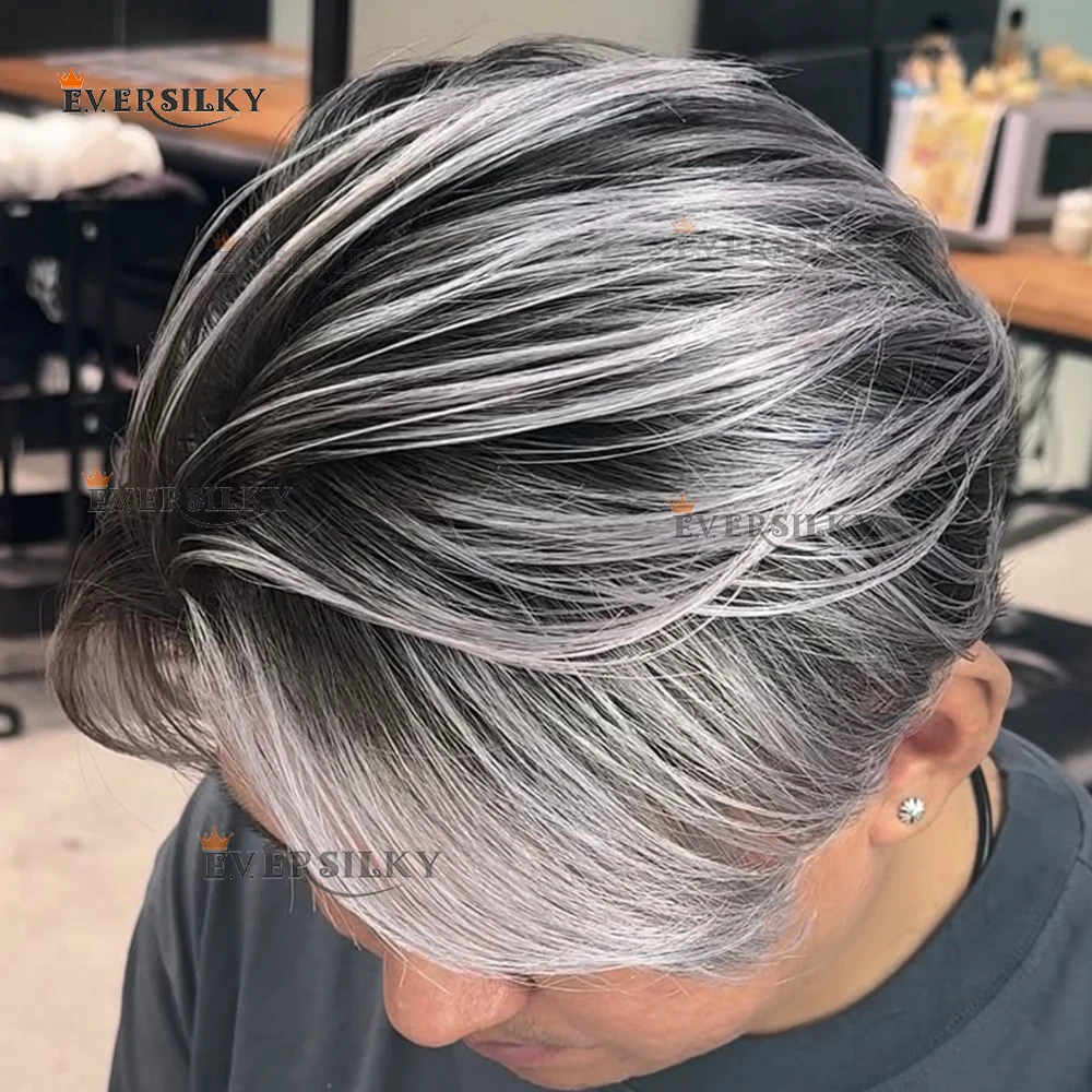 

30mm Wave Gray 1b30 1B80 1B65 1B50 Hair Toupee Natural Hairline Thin Skin Male Capillar Prosthesi System Brown Human Hair Pieces