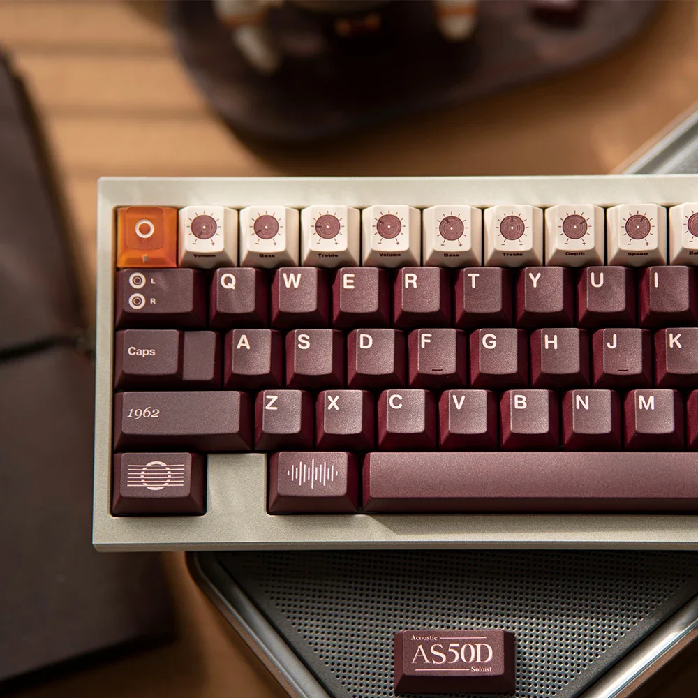 Keycap asli sendok kuda AS50D sublimasi Keycap menebal PBT disesuaikan Keyboard mekanis coklat Retro