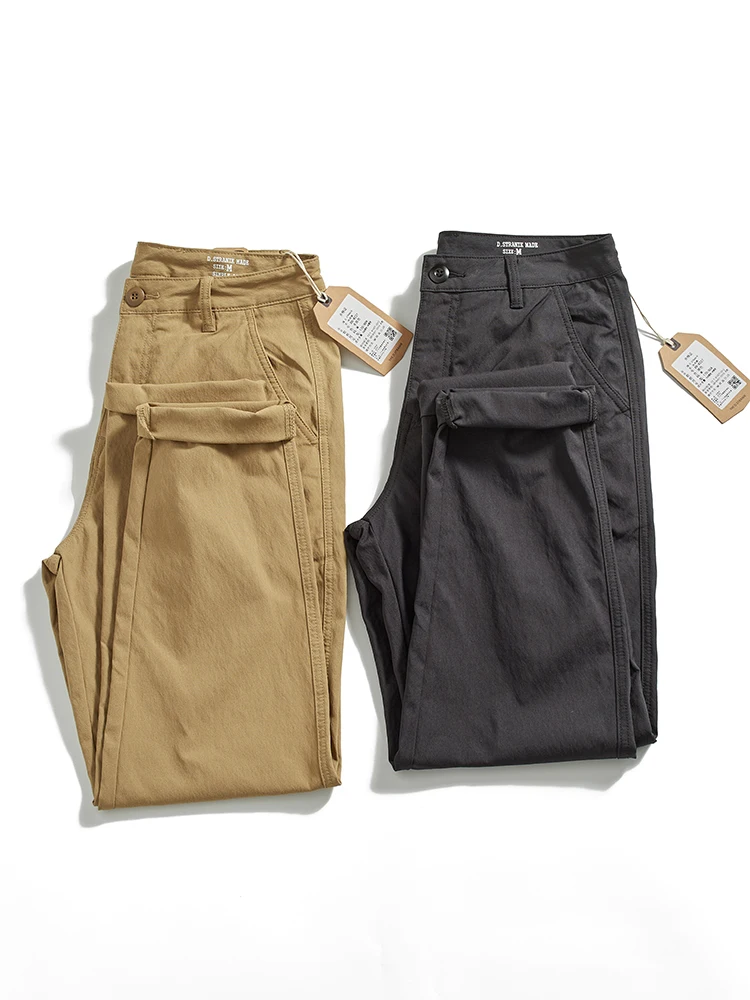 

Retro Japanese Sle Men's Casual Pants Pure Color Weave Basic Workwear Loose Elastic Straight Leg Trousers Faionable Urban...