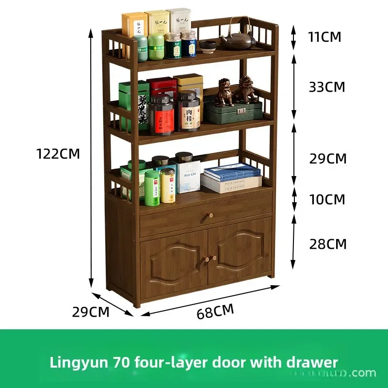 Multi-functional Tea Cabinet Shelf Office Tea Cabinet Solid Wood Living Room Tea Side Cabinet
