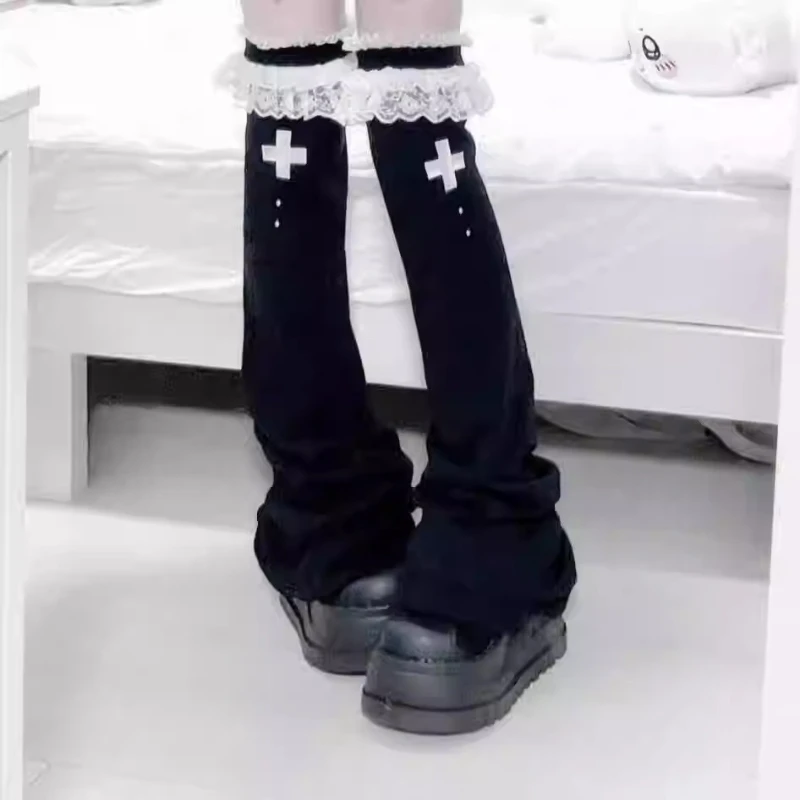 

Subculture Y2k Black Sexy Lace Socks Women 2000s Aesthetic Vintage Tube Chic Slim Long Socks Harajuku Gothic Punk Leg Warmers