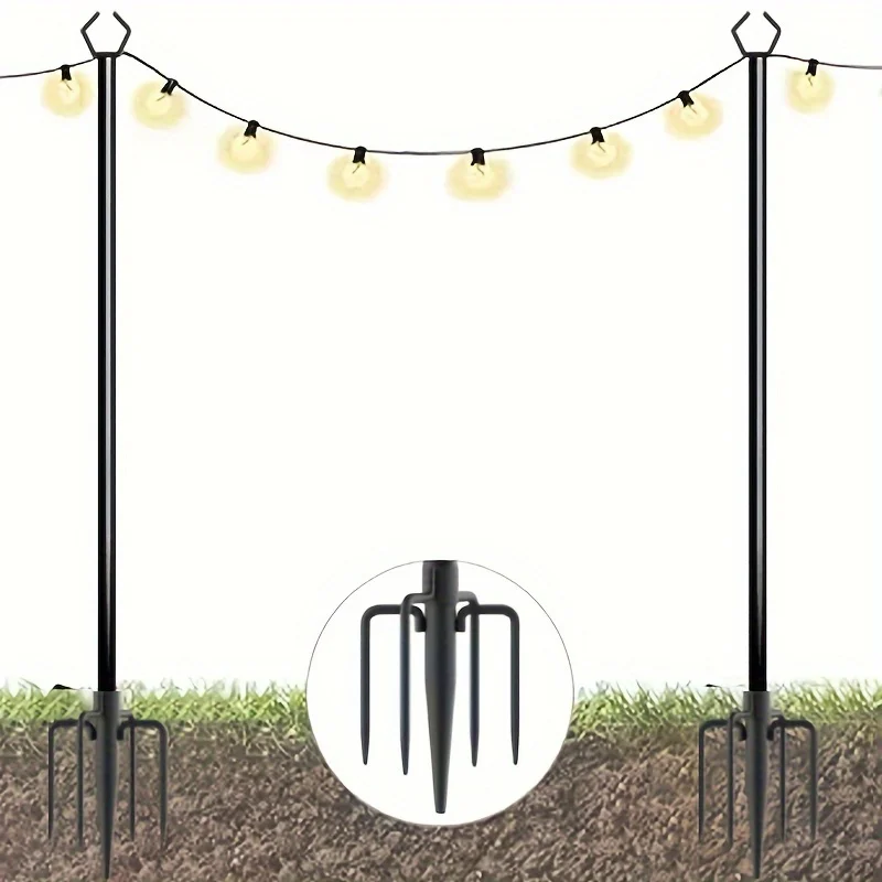 

Outdoor String Light Pole, 10ft Heavy Duty Hanging Light Stand Pole for Outside Garden Lawn, Patio, Christmas, Wedding, Party (2 Packs)
