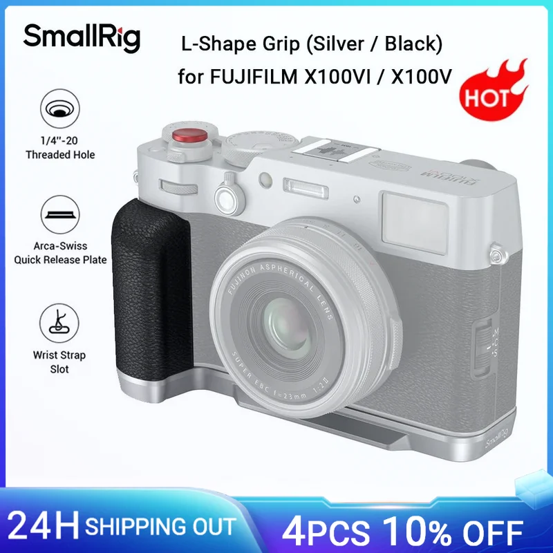 Uchwyt SmallRig w kształcie litery L do FUJIFILM X100VI / X100V, z płytką szybkiego uwalniania Arca-Swiss do montażu na statywie, z silikonowym uchwytem 4555