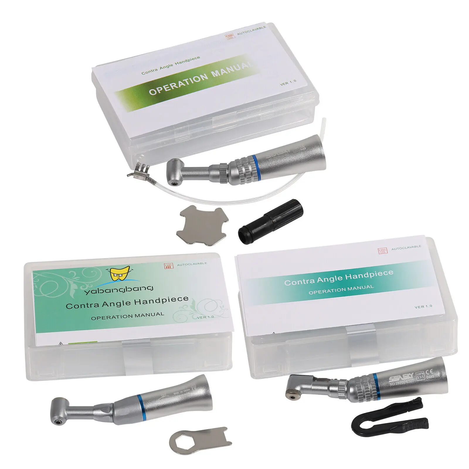 

Dental Low Slow Speed Contra Angle Handpiece Fit NSK E-type Motor Push Button/Latch Type 1:1