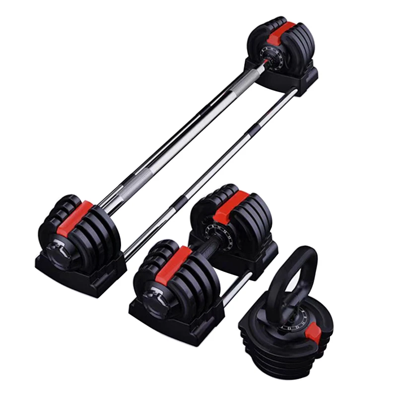 3 in 1 Multifunctional Adjustable Dumbbell Set, Automatic Adjustment Barbell, Strength Training Kettlebell