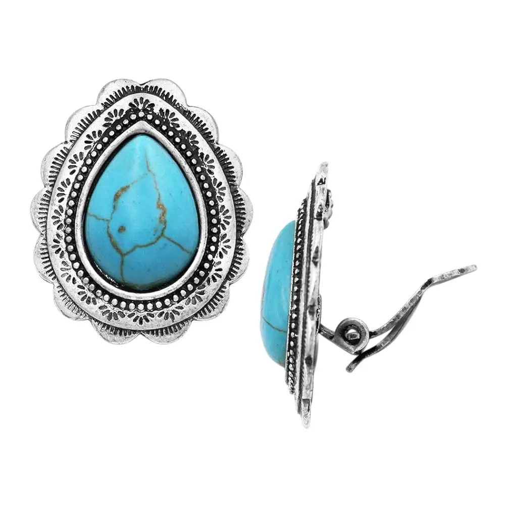 

Женские серьги-клипсы в западном стиле с натуральным гаулитом в форме капли, 1.12