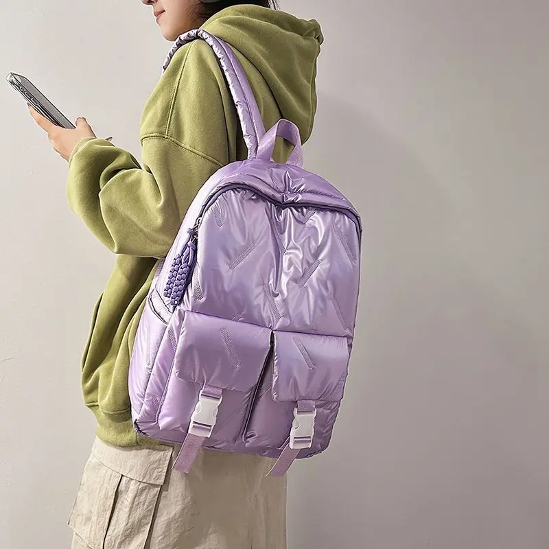 Backpack Women Autumn Winter New Fashion Cotton Filling Simple High-Capacity Backpack 2025