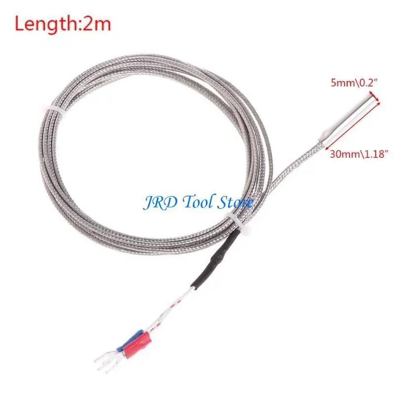 A2UD 2M temperatura termopar tipo K 0-600 ℃ 5*30 mm Probe acero inoxidable para medir temperatura del