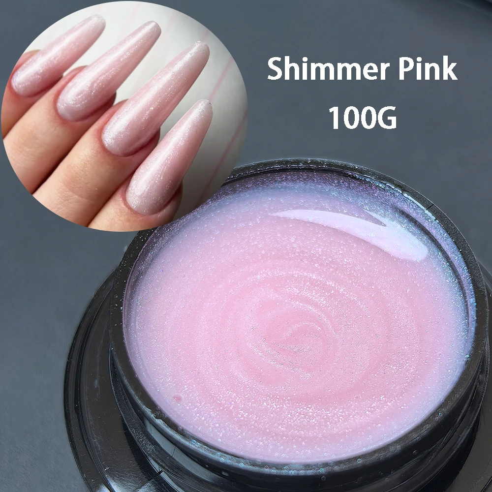Jillnails Snow Sparkle Builder Nagelgel 100g/50g HEMA- und TPO-frei Schimmernd Glitzernd Rosa Lila Milchig für Nagelverlängerung und Modellierung