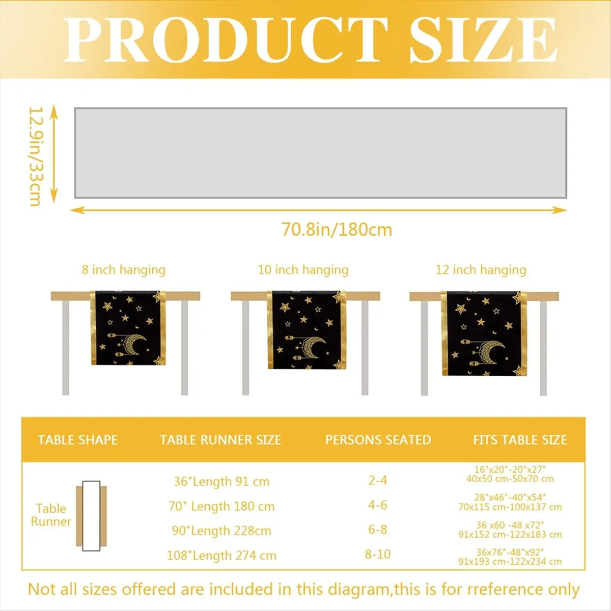 A20I Table Runner Eid Al-Fitr Ramadan Hot Stamping Moon Lantern and Star Table Runner Velvet Table Decoration for Home B